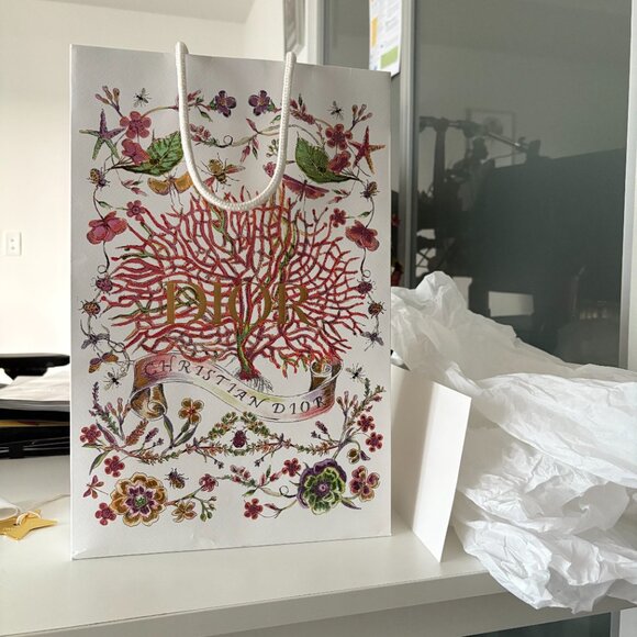 Authentic Dior Limited Edition Paper Shopping Bag w/ Ribbon, Gold Star and Paper - Picture 2 of 16